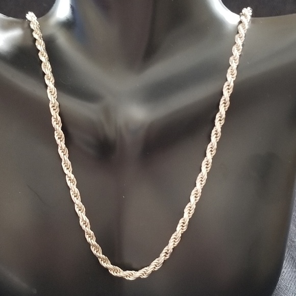 Vintage Jewelry - Vintage Sterling Silver Rope Chain 22"